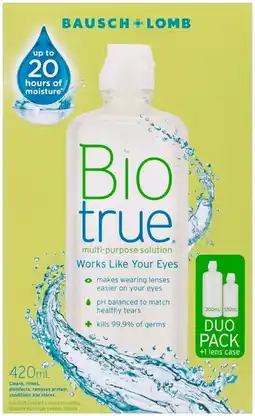 Discount Drug Stores Biotrue Multi-Purpose Solution Duo Pack 420mL offer