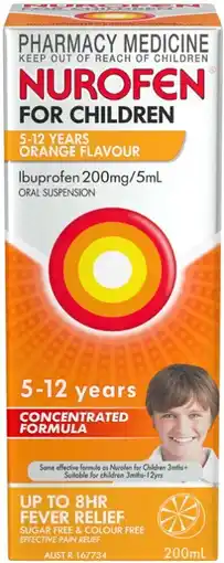 Discount Drug Stores Nurofen For Children 5-12 Years Orange Flavour 200mL offer