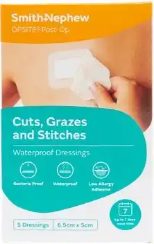 Discount Drug Stores Opsite Post-Op Waterproof Dressings 6.5cm x 5cm 5 Pack offer