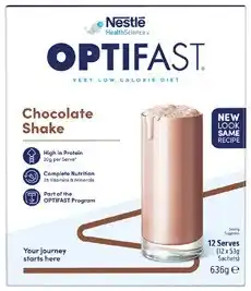 Discount Drug Stores Optifast VLCD Shake Chocolate Flavour 12 x 53g Sachets offer