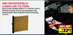 Autobarn N99 microshield cabin air filters offer