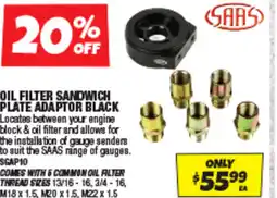 Autobarn OIL FILTER SANDWICH PLATE ADAPTOR BLACK offer