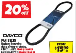 Autobarn Dayco fan belts offer