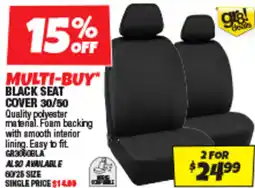 Autobarn BLACK SEAT COVER 30/50 offer