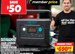 Autobarn 600w lithium portable power station offer