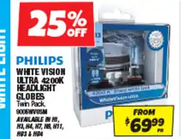 Autobarn Philips white vision ultra 4200k headlight globes offer