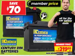 Autobarn Century din batteries offer