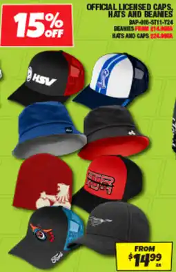 Autobarn Official licensed caps, hats and beanies offer