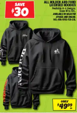 Autobarn All holden and ford licensed hoodies offer