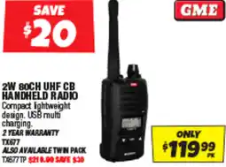 Autobarn 2w 80ch uhf cb handheld radio offer