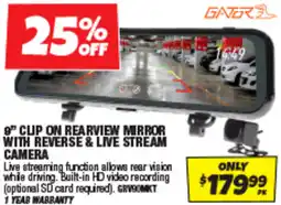 Autobarn 9" clip on rearview mirror with reverse & live stream camera offer