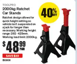 SuperCheap Auto TOOLPRO Ratchet Car Stands offer