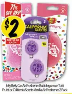 NQR Jelly Belly Car Air Freshener Bubblegum or Tutti Fruitti or California Scents Vanilla Air Freshener offer