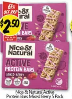 NQR Nice & Natural Active Protein Bars Mixed Berry offer