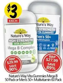 NQR Nature's Way Vita Gummies Mega B 50 or Men's 50+ Multivitamin offer