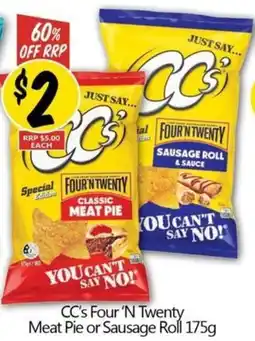 NQR CC's Four 'N Twenty Meat Pie or Sausage Roll offer
