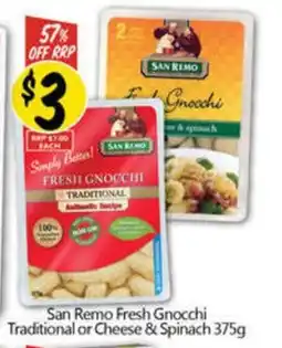 NQR San Remo Fresh Gnocchi Traditional or Cheese & Spinach offer