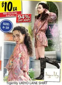 NQR Tigerlily ukiyo lane shirt offer
