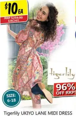 NQR Tigerlily ukiyo lane midi dress offer