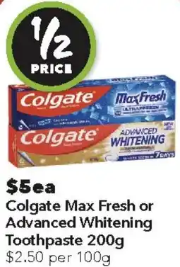 Ritchies Colgate Max Fresh or Advanced Whitening Toothpaste offer