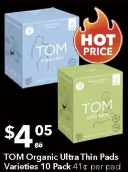 Ritchies TOM Organic Ultra Thin Pads offer