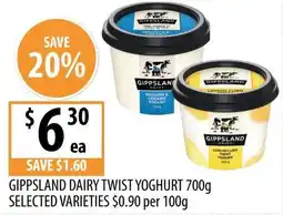 Supabarn Gippsland dairy twist yoghurt offer