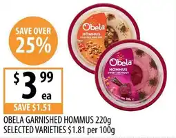 Supabarn Obela garnished hommus offer