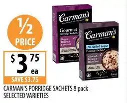 Supabarn Carman's porridge sachets offer