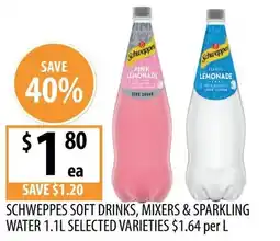 Supabarn Schweppes soft drinks, mixers & sparkling water offer