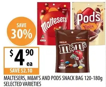 Supabarn Maltesers, m&m's and pods snack bag offer