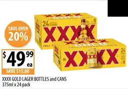Supabarn Xxxx gold lager bottles and cans offer