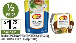 Supabarn Sunrice microwave rice pouch & cups offer
