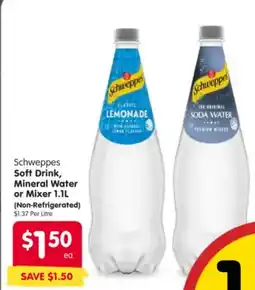 Spar Schweppes Soft Drink, Mineral Water or Mixer offer