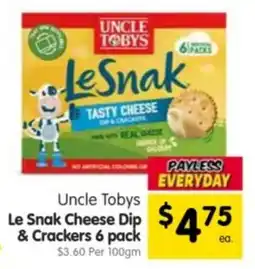Spar Uncle Tobys Le Snak Cheese Dip & Crackers offer