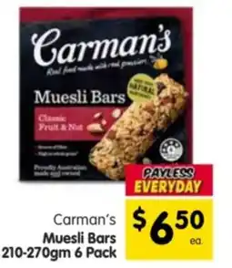 Spar Carman's Muesli Bars offer