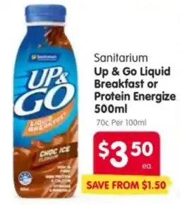 Spar Sanitarium Up & Go Liquid Breakfast or Protein Energize offer