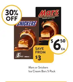Foodworks Mars or Snickers Ice Cream Bars offer