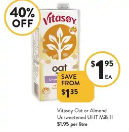 Foodworks Vitasoy Oat or Almond offer