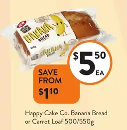 Foodworks Happy Cake Co. Banana Bread or Carrot Loafxx offer