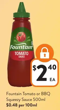 Foodworks Fountain Tomato or BBQ Squeezy Sauce offer