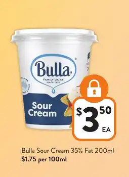 Foodworks Bulla Sour Cream offer