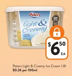 Foodworks Peters Light & Creamy Ice Cream offer