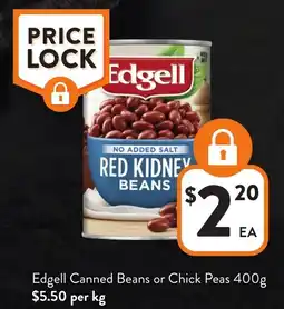 Foodworks Edgell Canned Beans or Chick Peas offer
