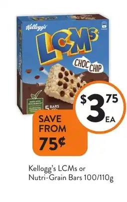 Foodworks Kellogg's LCMs or Nutri-Grain Bars offer