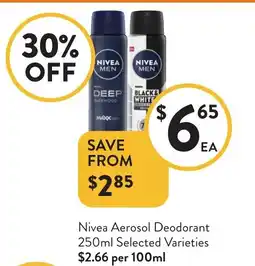 Foodworks Nivea Aerosol Deodorant offer