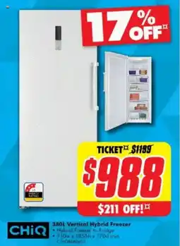 The Good Guys 380L Vertical Hybrid Freezer offer