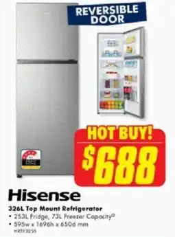 The Good Guys Hisense Top Mount Refrigerator offer