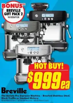 The Good Guys The Barista Pro Espresso Machine - Brushed Stainless Steel, Black Truffle or Smoked Hickory offer