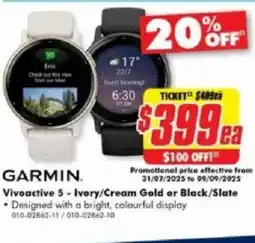 The Good Guys Vivoactive 5 - Ivory/Cream Gold or Black/Slate offer