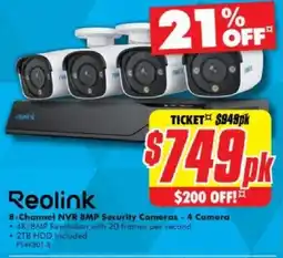 The Good Guys 8-Channel NVR BMP Security Cameras - 4 Camera offer